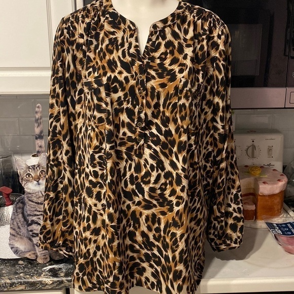 c womens Croft&barrow long sleeve animal print plus size pullover top 2X. EUC - Picture 1 of 3